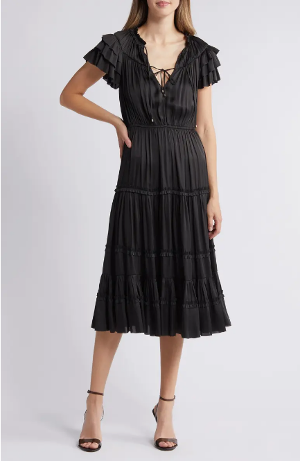 Sam Edelman Tiered Ruffle Satin Dress