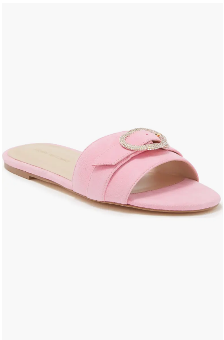 Stuart Weitzman Crystal Buckle Slide Sandal (Women)