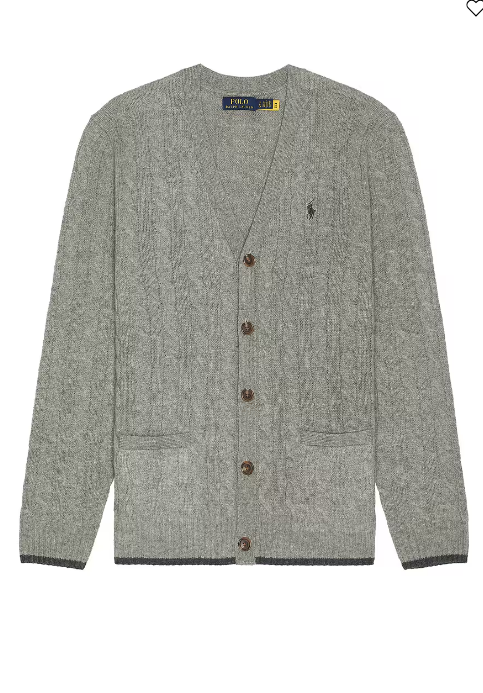 Polo Ralph Lauren Wool & Cashmere Cable Knit V-Neck Cardigan Sweater