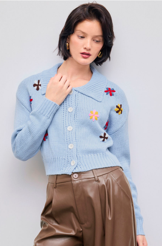 12만원이상 25% Knit Collar Floral Cardigan