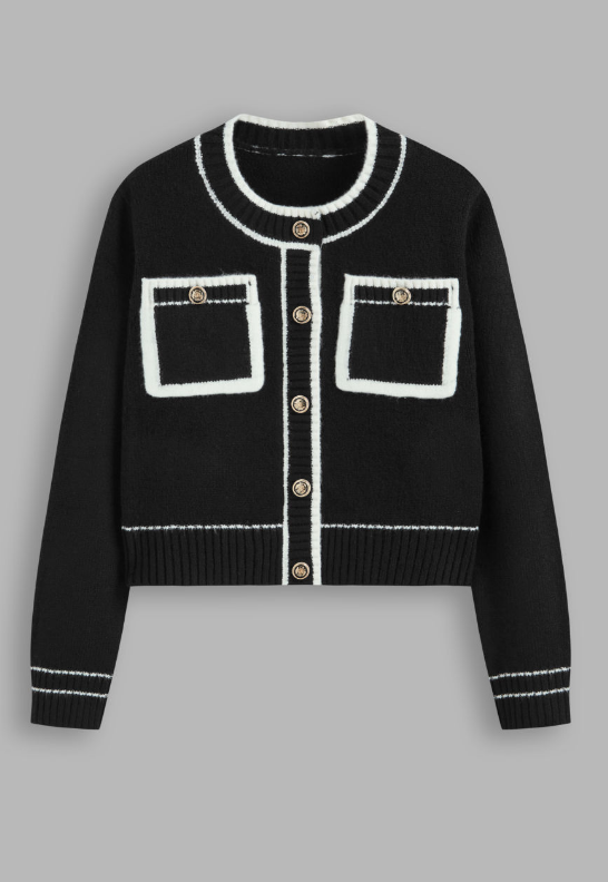 12만원이상 25% Knit Round Neckline Contrasting Binding Cardigan