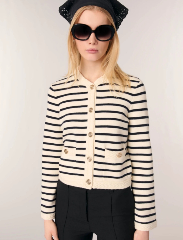Striped knit cardigan