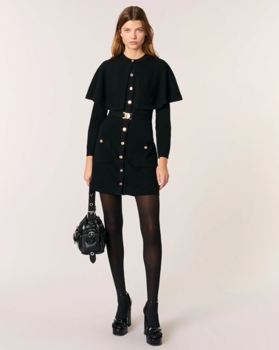 2-in-1 knit dress & removable cape