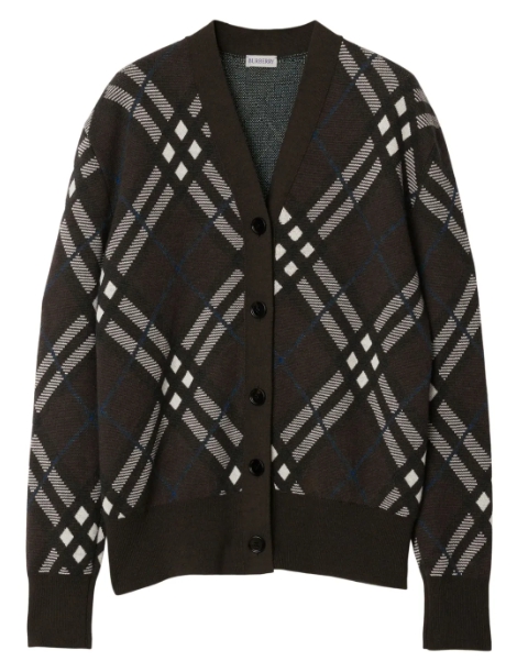 Burberry 체크 울 혼방 가디건