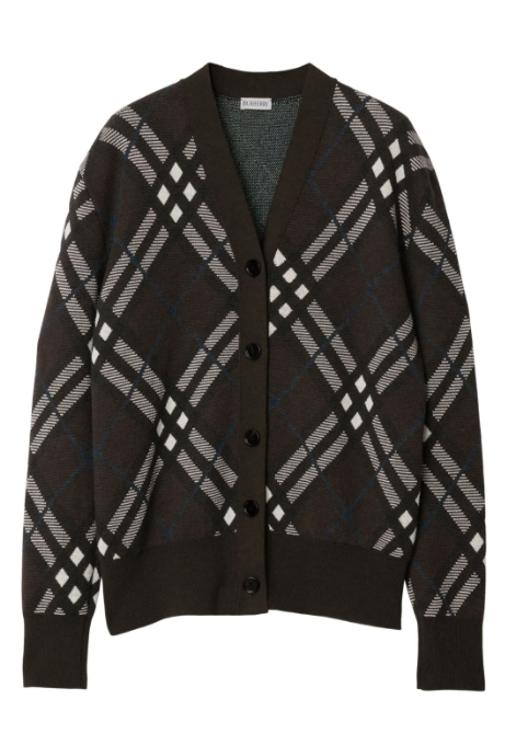 Burberry 체크 울 혼방 가디건
