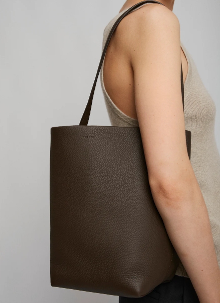 The Row Medium N/S deep brown leather tote bag
