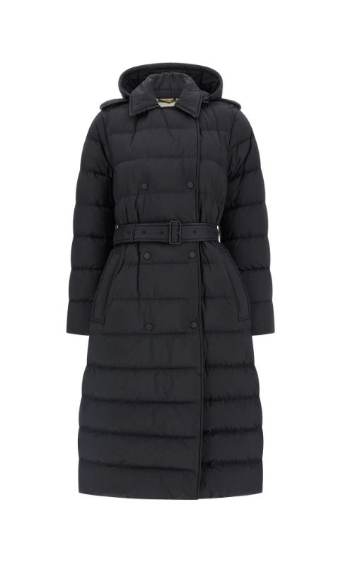 버버리 벨트 웨이스트 후드 패딩 트렌치코트