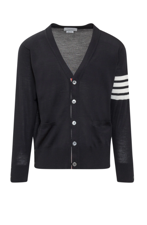 Thom Browne 4-바 V-넥 니트 카디건