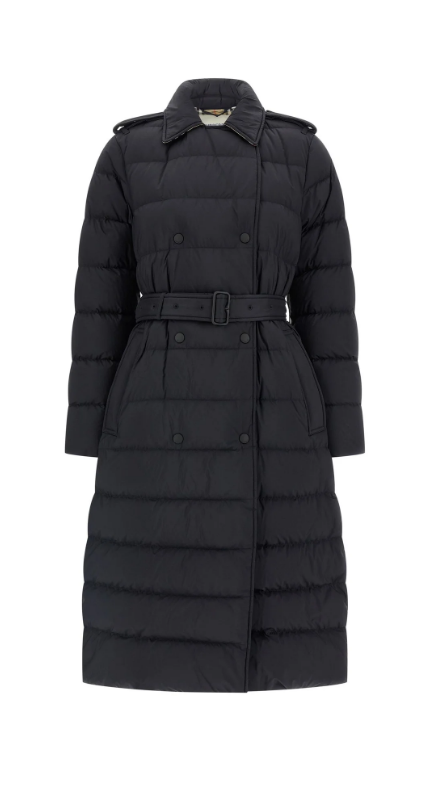 버버리 벨트 웨이스트 후드 패딩 트렌치코트
