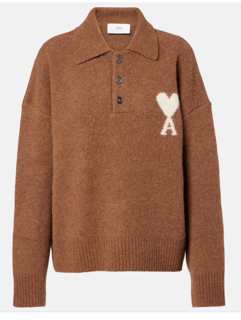 Ami Paris 알파카 울 블렌드 폴로 스웨터