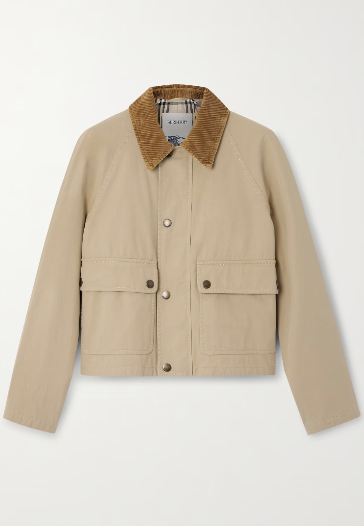 BURBERRY Corduroy-trimmed cotton-twill jacket