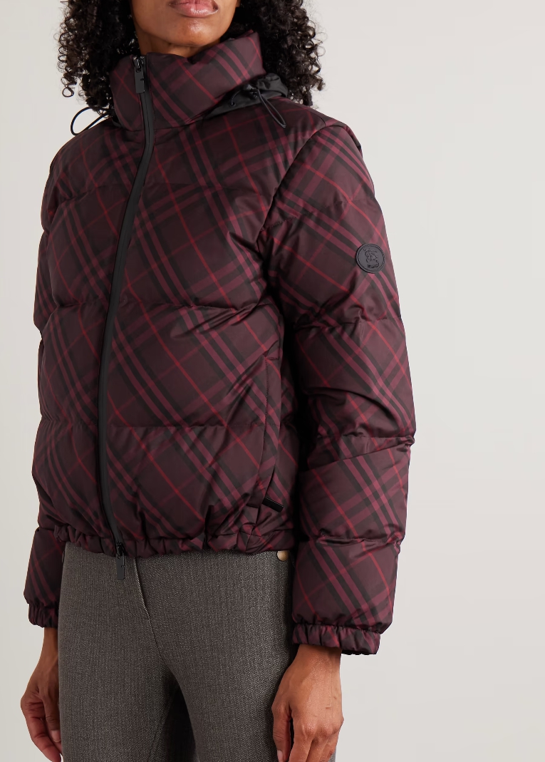 BURBERRY Hooded checked quilted shell jacket