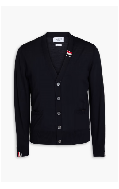 THOM BROWNE Striped wool-blend cardigan