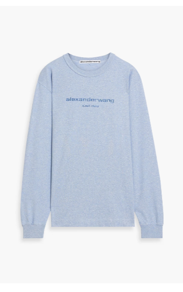 ALEXANDER WANG Glittered logo-print cotton-jersey top