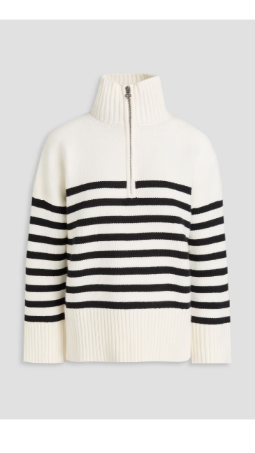 MAJE Striped knitted half-zip sweater