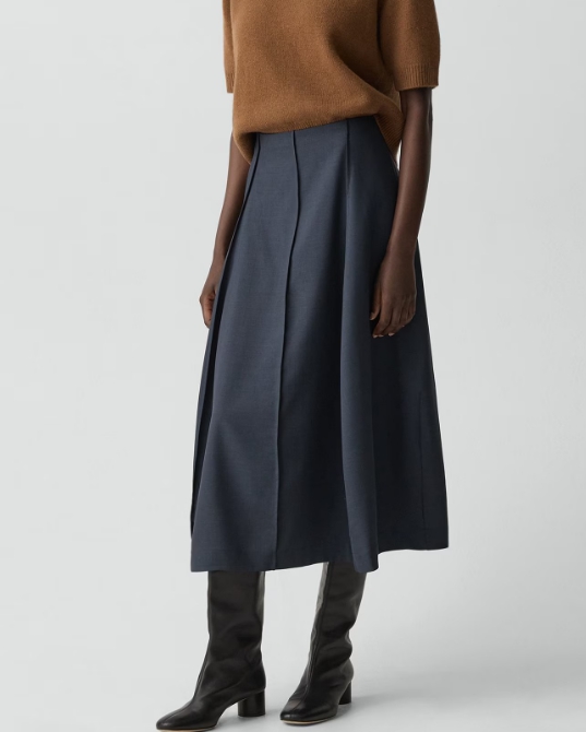Curved Flare Skirt in City Twill