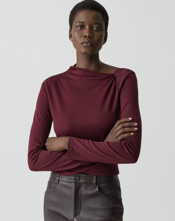 Twist Neck Top in Cotton Jersey