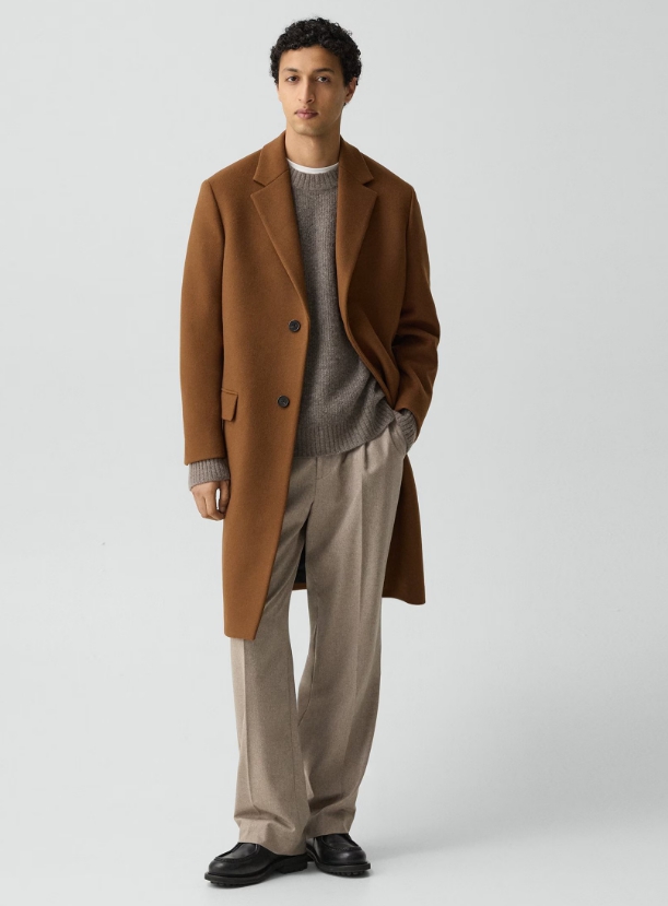 Two-Button Coat in Plush Melton