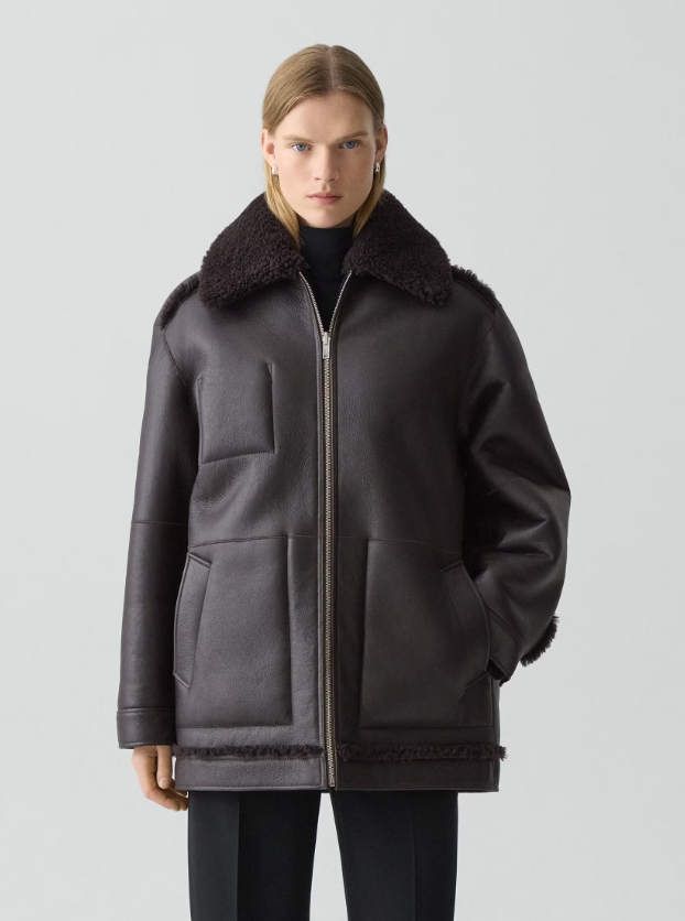 Reversible Cocoon Coat in Shearling