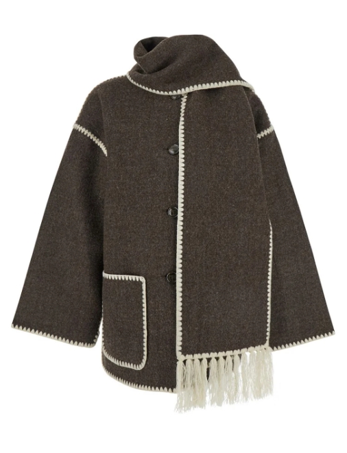 Totême 토템 프린지 디테일 롱슬리브 스카프 재킷