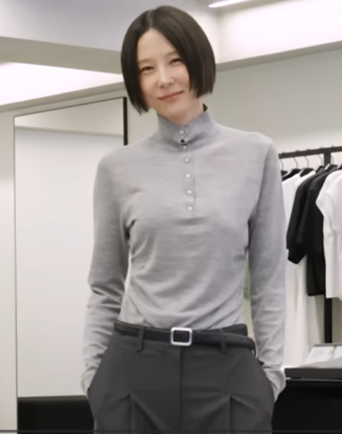 Shirred Henley Sweater in Regal Wool