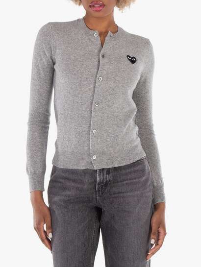 Comme Des Garcons Black Heart Logo Cardigan In Grey