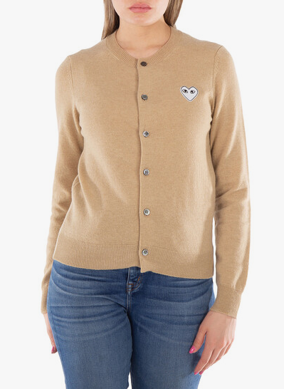 Comme Des Garcons Ladies Heart Logo Crewneck Cardigan