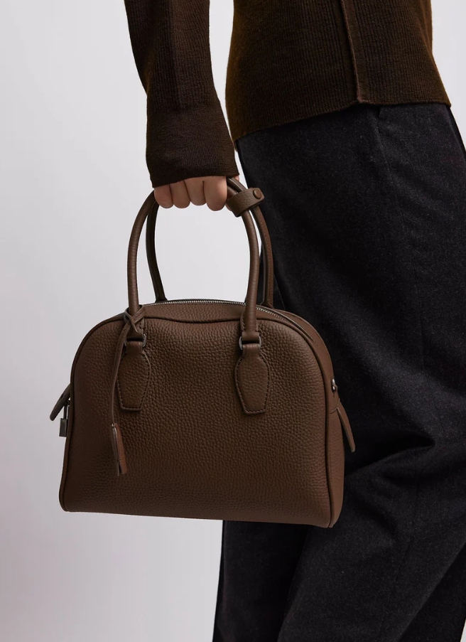 The Row India 10.00 dark olive leather bag