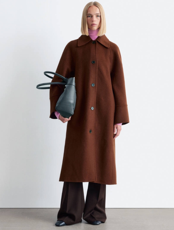 타이 벨트 울 카 코트