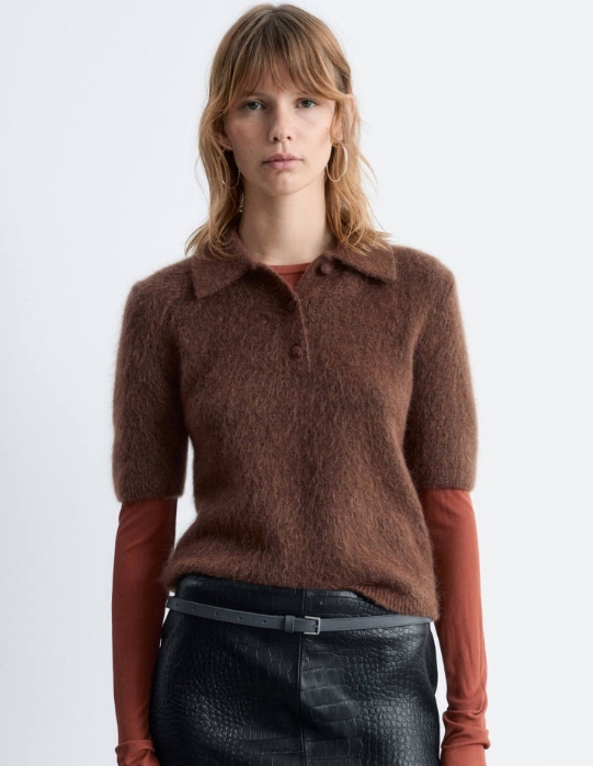 브러시드 니트 폴로 티셔츠