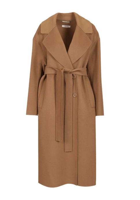 'S 맥스 마라 헬러 롱 벨티드 더블 브레스티드 코트