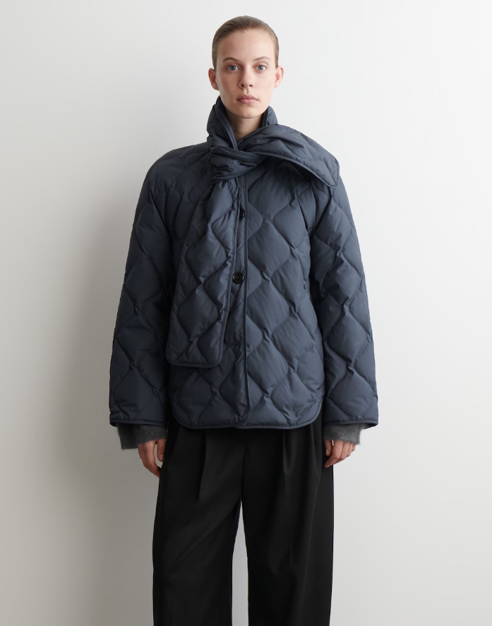 SCARF DETAIL QUILTED LINER JACKET