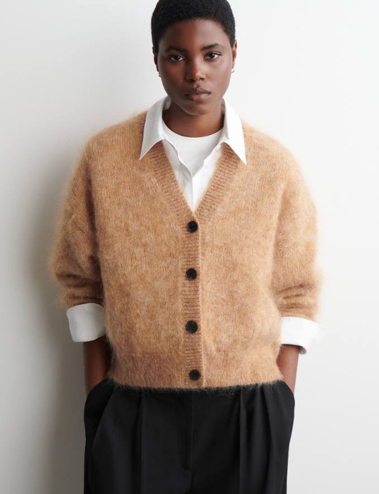 모헤어 울 브이넥 가디건