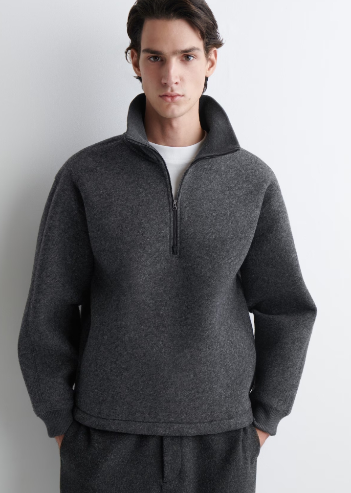 OVERSIZED FELTED-SCUBA FUNNEL-NECK JUMPER