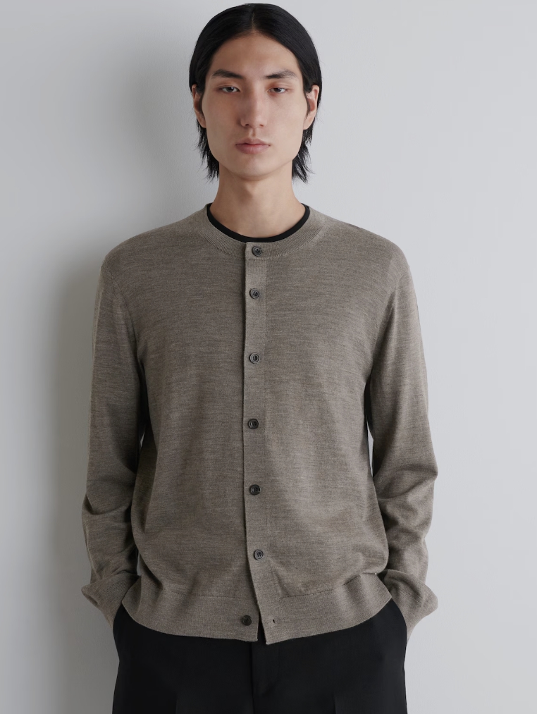 MERINO WOOL CREW-NECK CARDIGAN
