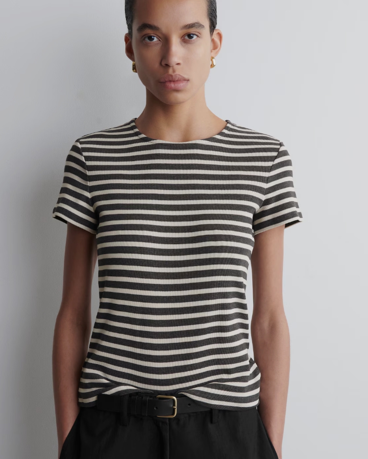 SHRUNKEN SLIM RIBBED T-SHIRT