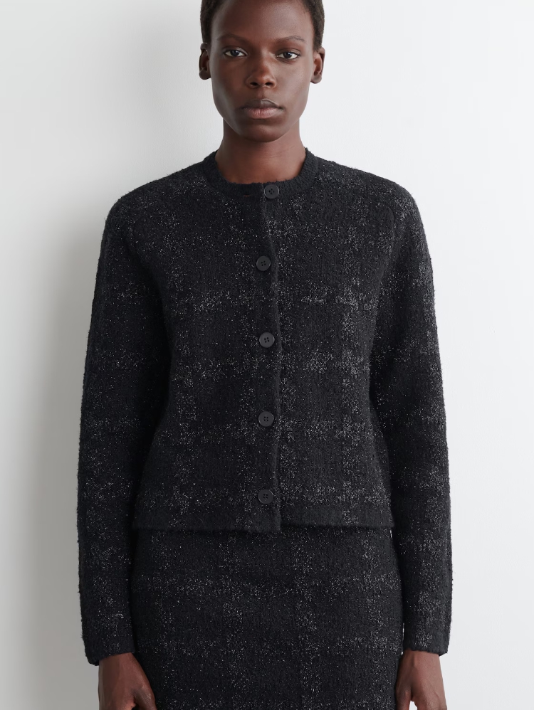 SPARKLY BOUCLÉ-KNIT CARDIGAN