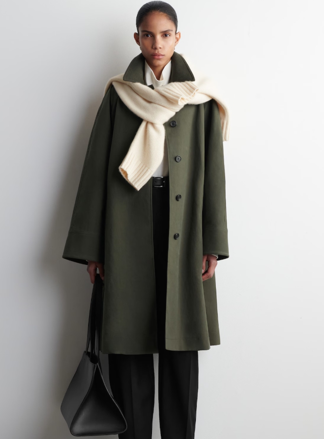 WOOL-TRIMMED LONG CAR COAT