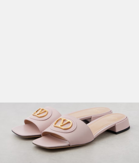 Valentino Garavani VLogo 레더 슬라이드