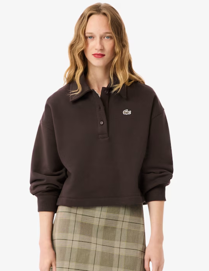 Women's Oversized Fleece Polo Collar Sweatshirt