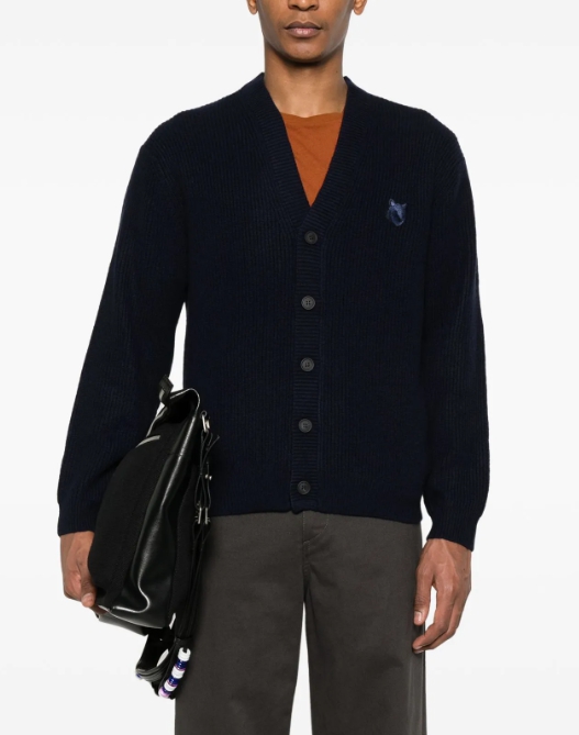 Maison Kitsuné 볼드 폭스 헤드 골지 가디건