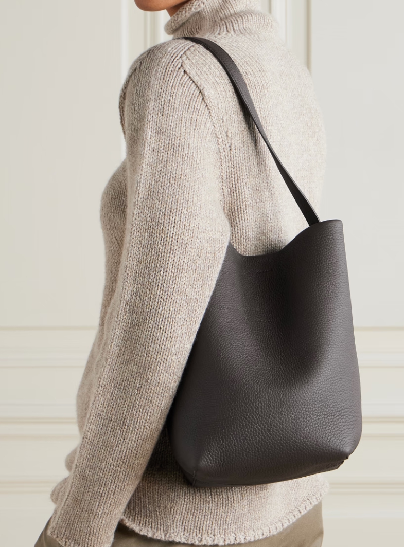 THE ROW N/S Park medium textured-leather tote - dark brown