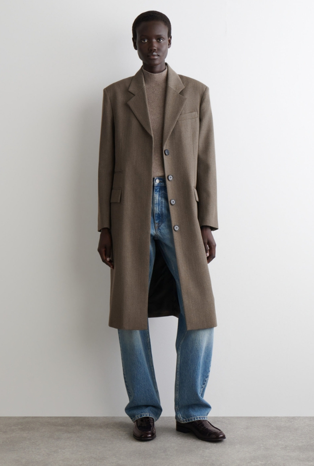 싱글 브레스티드 울 블렌드 코트