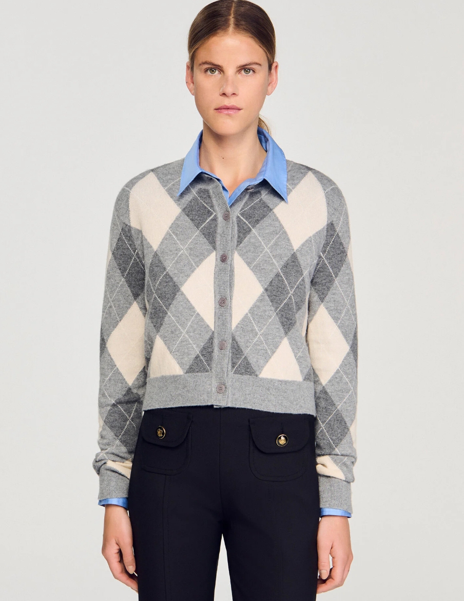 SANDRO Argyle pattern cardigan