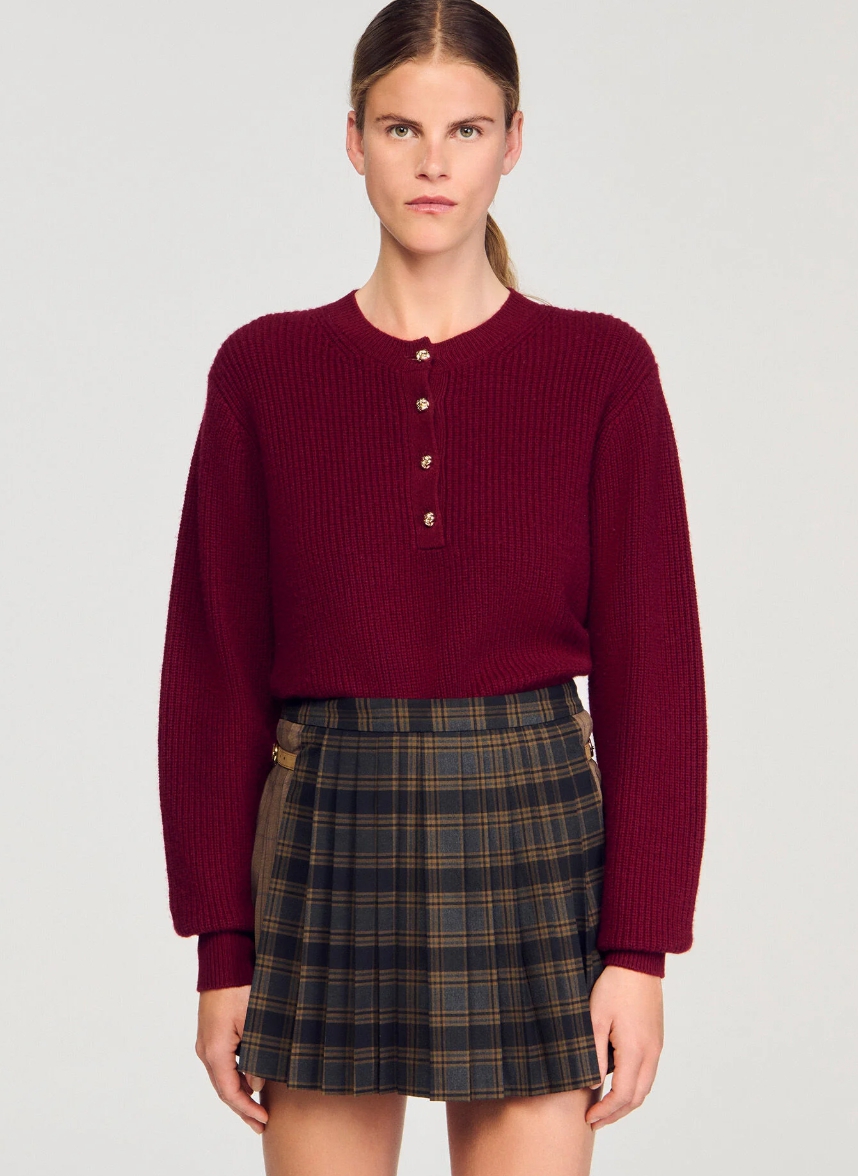 SANDRO Wool and cashmere button sweater