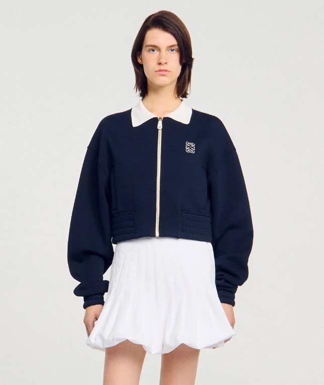 SANDRO Cropped two-tone sweatshirt