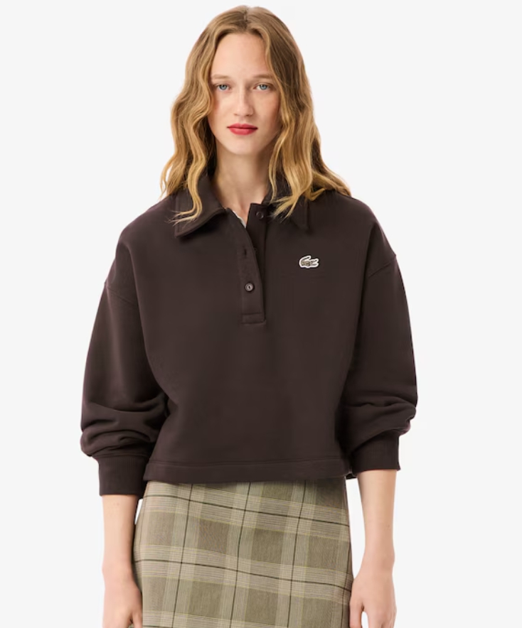 Women's Oversized Fleece Polo Collar Sweatshirt