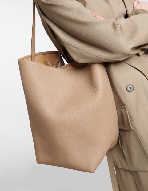 The Row Park 라지 레더 토트 백 Dark Taupe Pld