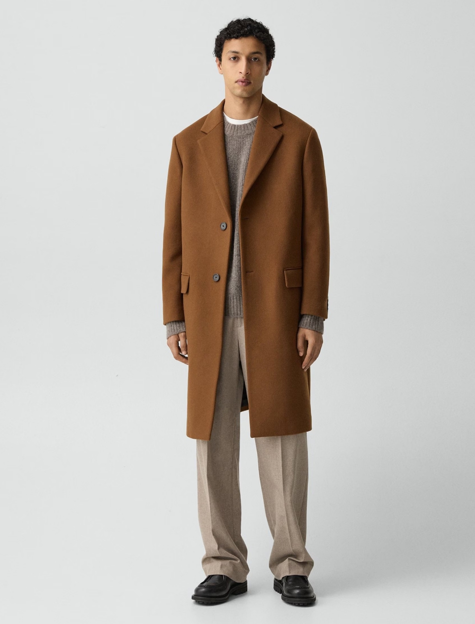 Two-Button Coat in Plush Melton