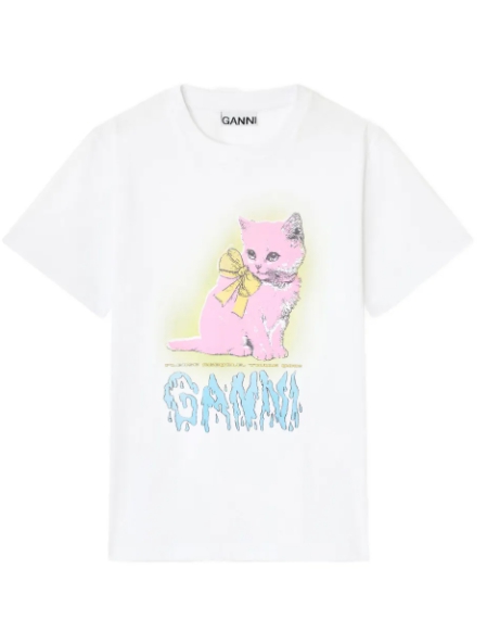GANNI 키티 캣 보우 티셔츠